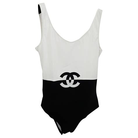 maillot de bain chanel noir et blanc|Maillots de bain Chanel femme .